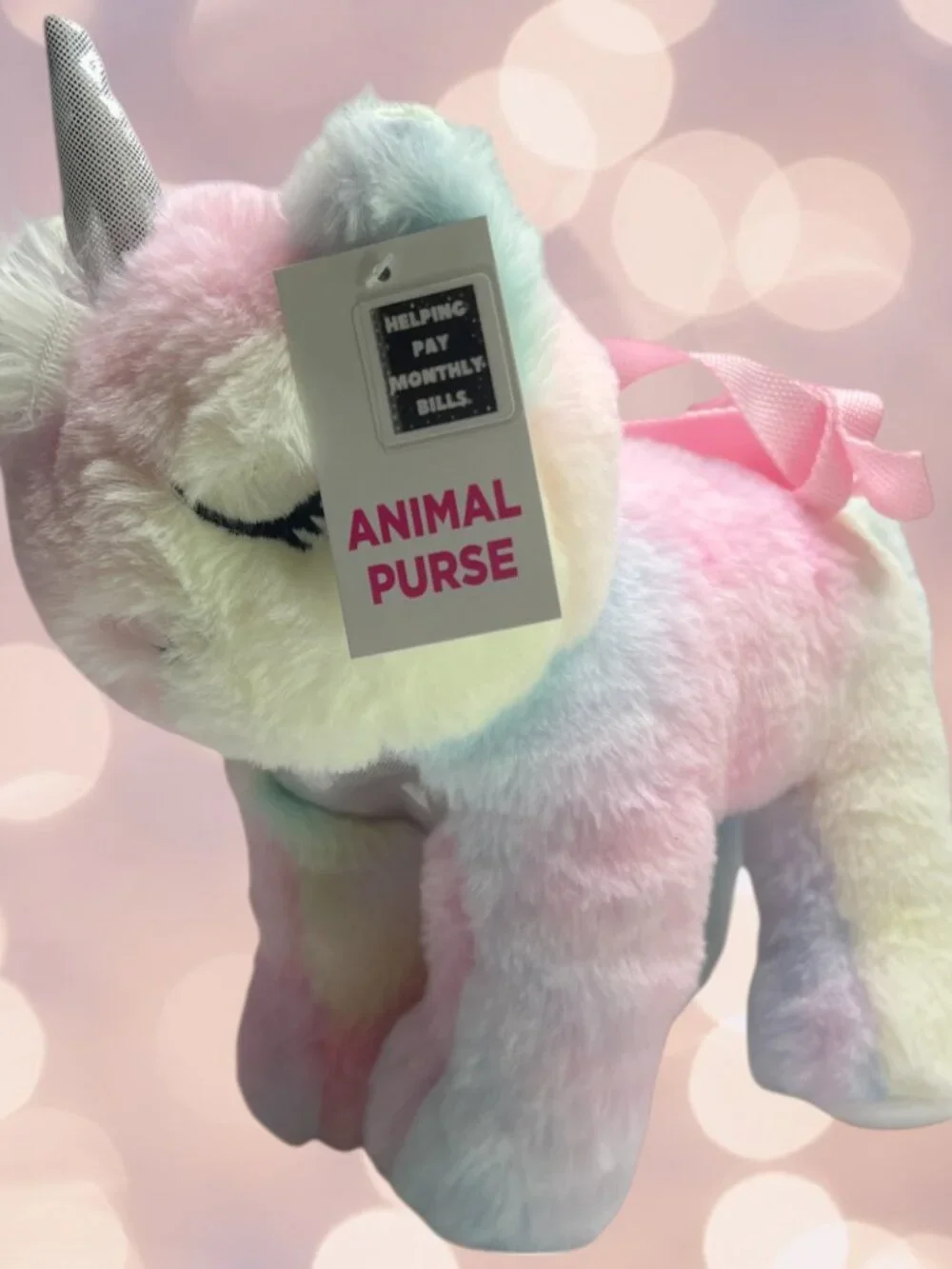 NWT Unicorn Bag Plush Stuffed Animal Purse Tie Dye Rainbow Crossbody Girls #4